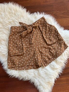 JOE FRESH high waist tie front polka dot shorts size S NWOT